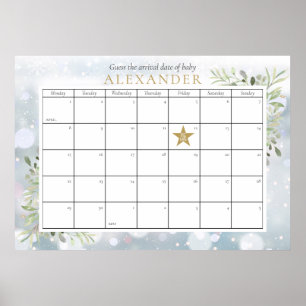Poster Jeu de devinette de la date prévue pour la baby sh