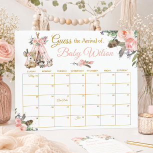 Poster Jeu de devinette de l'arrivée de bébé Floral Triba