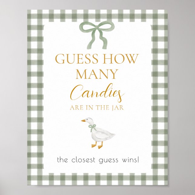 Poster Jeu de devinette de Silly Goose Green Gingham (Devant)