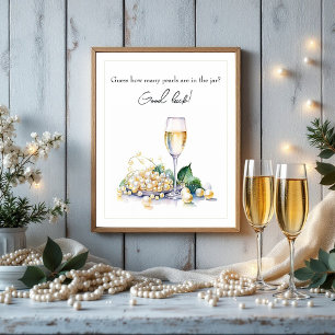 Poster Jeu de devinette Mariage Thème Perles & Prosecco