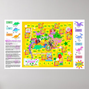 Poster Jeu de dinosaures fête d'anniversaire