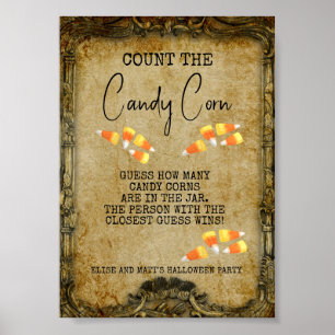Poster Jeu de fête d'Halloween Comptez les bonbons en for