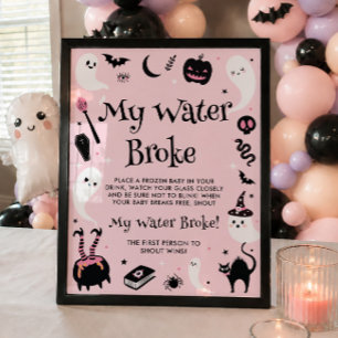 Poster Jeu de Fête Prénatale Halloween Fille Mon Eau a Ca