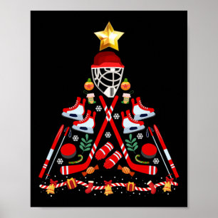 Poster Jeu de hockey sur glace Noël Arbre s'amuser Xmas P