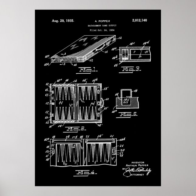 Poster Jeu de jacquet 1935 Brevet (Devant)