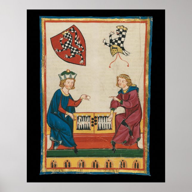 Poster Jeu de jacquet, Art médiéval du XIVe siècle (Devant)