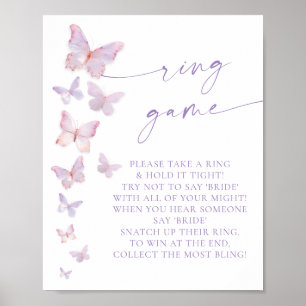 Poster Jeu de l'anneau de douche nuptiale papillon