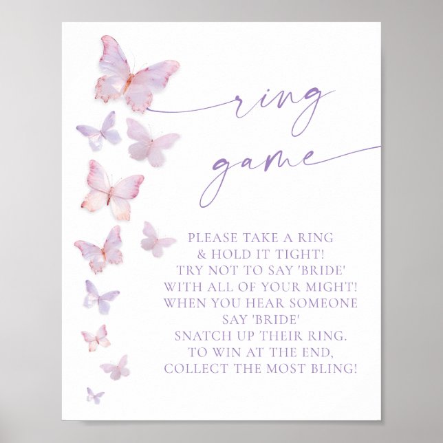 Poster Jeu de l'anneau de douche nuptiale papillon (Devant)