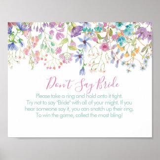 Poster Jeu de mariage floral de champ Ne peut pas dire ma