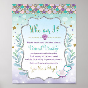 Poster Jeu de mariage Sirène Shower Qui suis-je Jeu de mé