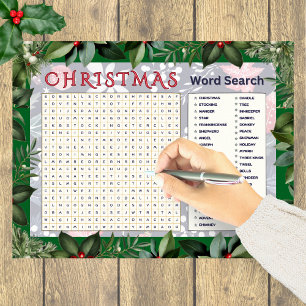Poster Jeu de mots cachés de Noël Activité festive