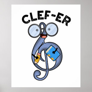 Poster Jeu de mots drôle Clef-er sur la musique