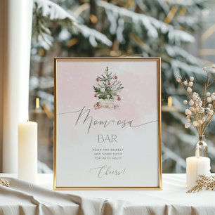Poster Jeu de Noël rose vif Arbre de Noël maman-osa bar