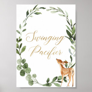 Poster Jeu de pacifier pivotant Deer vert or