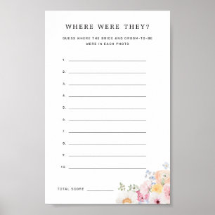 Poster Jeu de passé coloré pastel floral Où étaient-ils