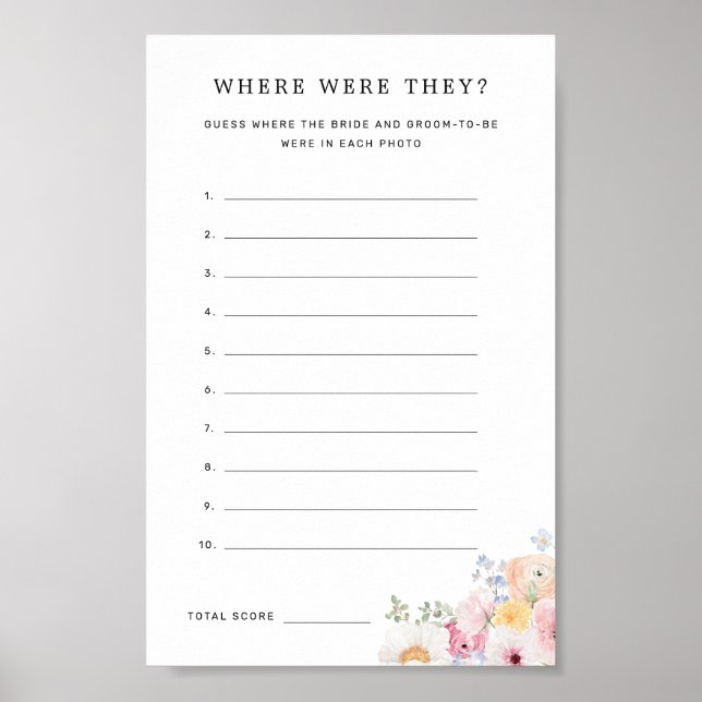 Poster Jeu de passé coloré pastel floral Où étaient-ils (Devant)