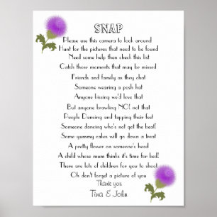 Poster Jeu de photo de mariage Scottish Thistle I Spy Sna