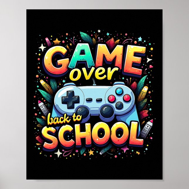 Poster Jeu de pixel de gamer fin de partie étudiant rentr (Devant)