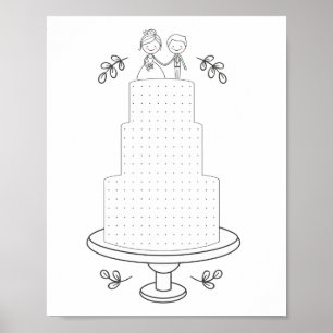 Poster Jeu de points d'activité mariage illustré