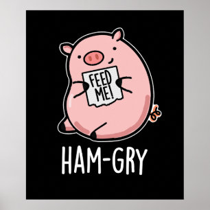 Poster Jeu de porc animal amusant, affamé BG foncé