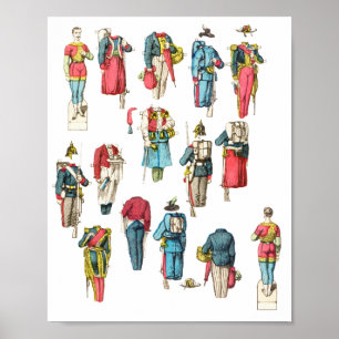 Poster jeu de poupées en papier miniature homme soldat