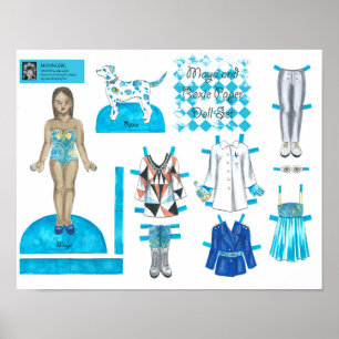 Poster Jeu de poupées papier Maya et Roxie - Jouer ou aff