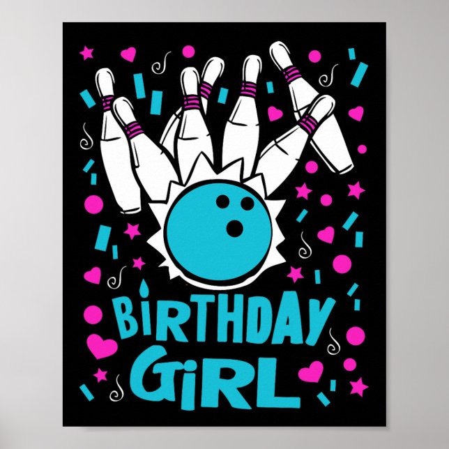 Poster Jeu de quilles mignonne Anniversaire fille Pins Bo (Devant)