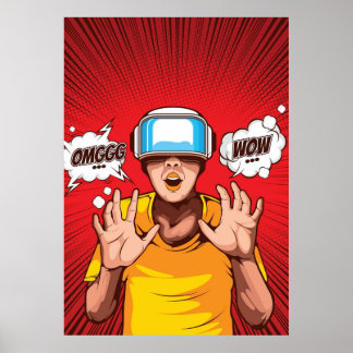 Poster Jeu de réalité virtuelle de l'art comique