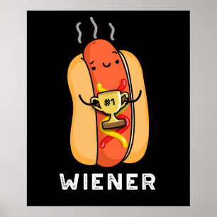 Poster Jeu de saucisse drôle Wiener BG foncé