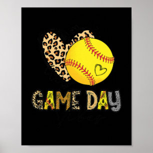 Poster Jeu de softball Vibes Leopard Softball Maman Jeu