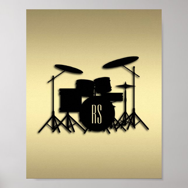 Poster Jeu de tambour monogramme or (Devant)