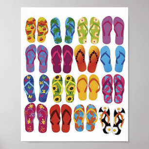 Poster Jeu de vecteurs de tongs colorés