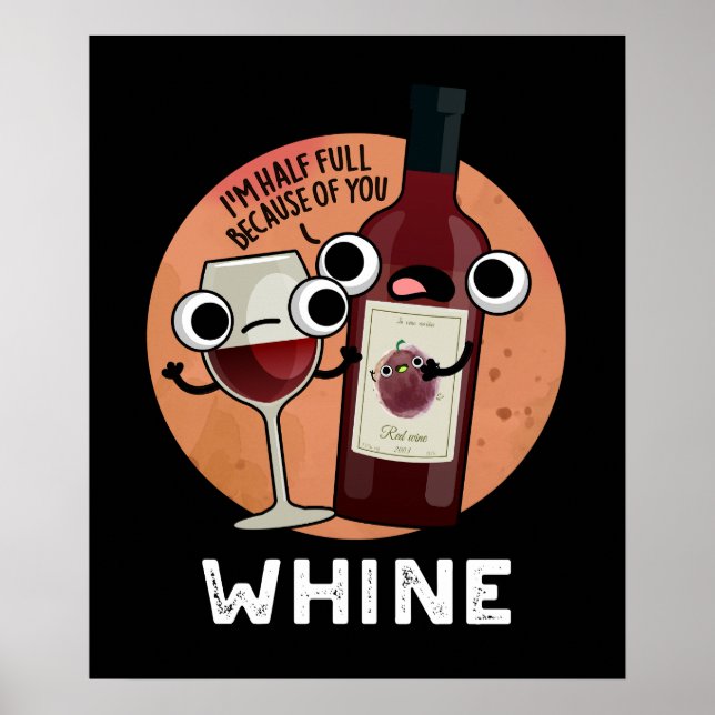 Poster Jeu de vin de Whine amusant BG foncé (Devant)