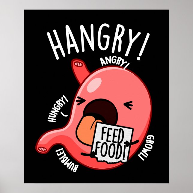 Poster Jeu d'estomac factice Hangry Funny BG Dark (Devant)