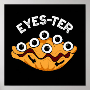 Poster Jeu d'huîtres amusant des yeux BG foncé