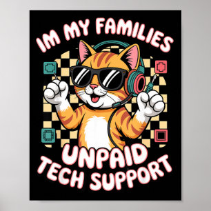 Poster Jeu drôle de chat tigré orange de support techniqu