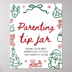 Poster Jeu du pot de conseils de parentalité de Noël en r