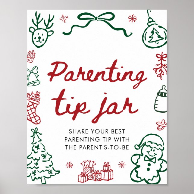 Poster Jeu du pot de conseils de parentalité de Noël en r (Devant)