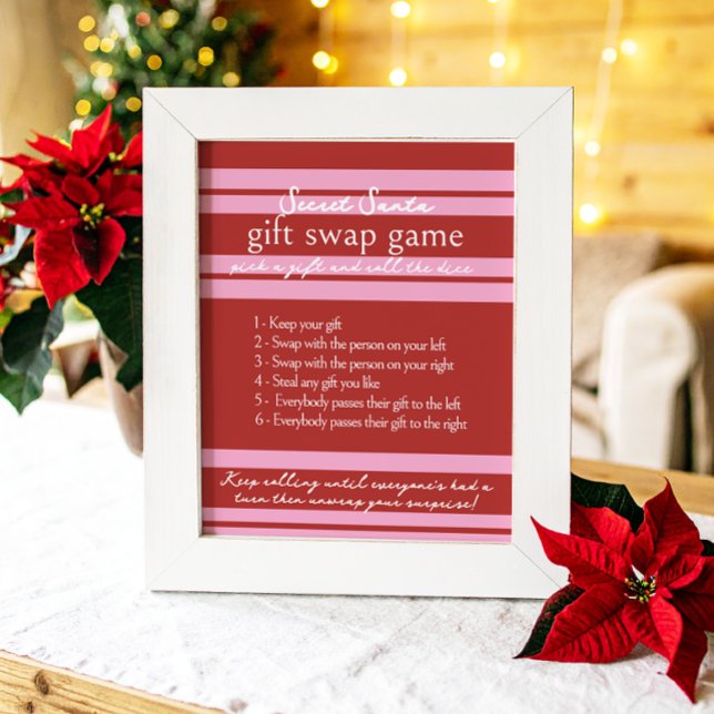 Poster Jeu échange cadeau secret Père Noël Cabana Pink (Créateur téléchargé)
