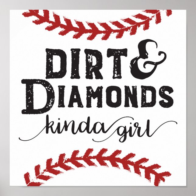 Poster Jeu et Diamants Genre De Thème De Softball Fille (Devant)