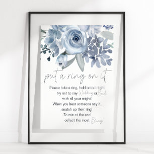 Poster Jeu Fleurs Bleu Poussiéreux Mettez Un Anneau dessu