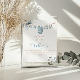 Poster Jeu Floral de Devinette de Ventre de Bébé Bleu Pou