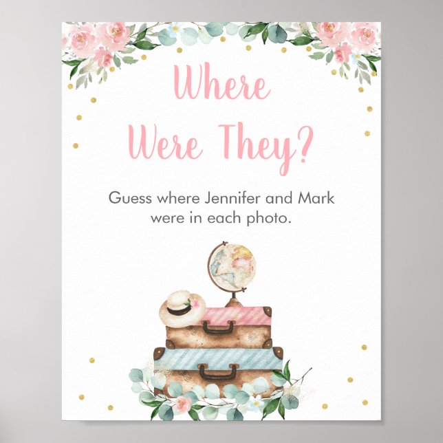 Poster Jeu Mariage Floral Rose Voyage Où Étaient-Ils (Devant)