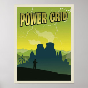 Poster Jeu minimaliste de style de voyage du jeu Power Gr