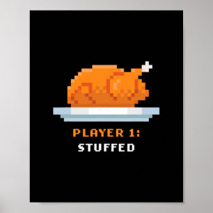 Poster Jeu Rétro Arcade Pixelisé Dinde – Joueur 1 Truc