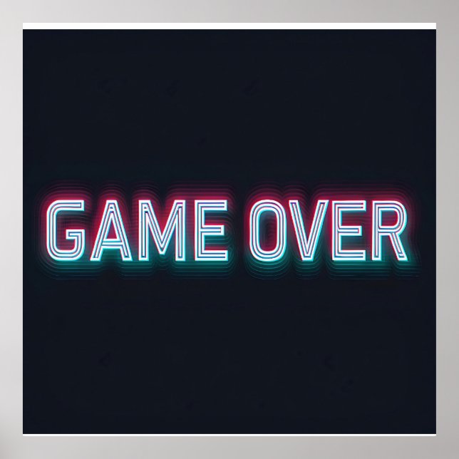 Poster Jeu sur néon signe | Design d'arcade rétro brillan (Devant)