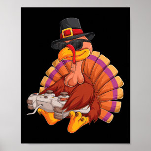 Poster Jeu Thanksgiving Turquie Gamer Boys Enfants Ados G