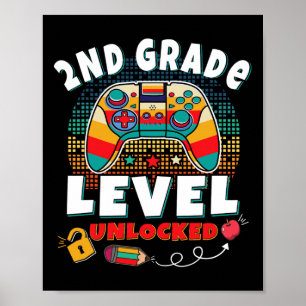 Poster Jeu vidéo déverrouillé de 2e année Retour à l'écol
