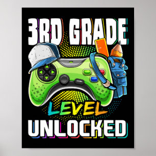 Poster Jeu vidéo déverrouillé de 3e année à l'école