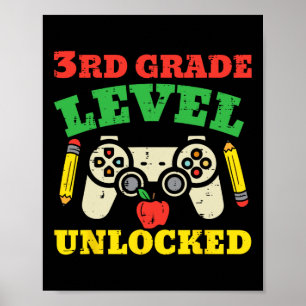 Poster Jeu vidéo déverrouillé de 3e année Premier jour de